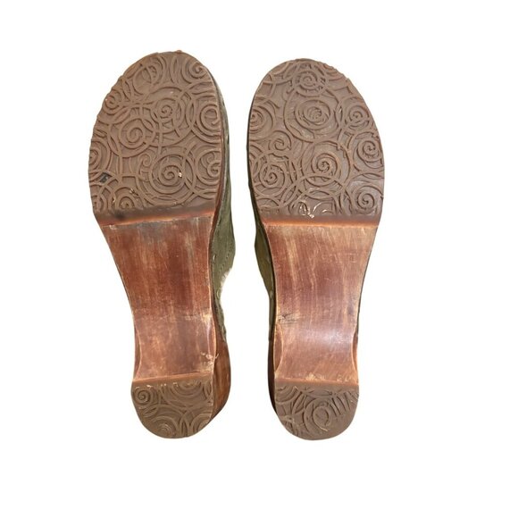 Ugg Australia Womens Size 8 Shearling Clogs Olive Green Leather Fur Lined Slip-O - Picture 7 of 7